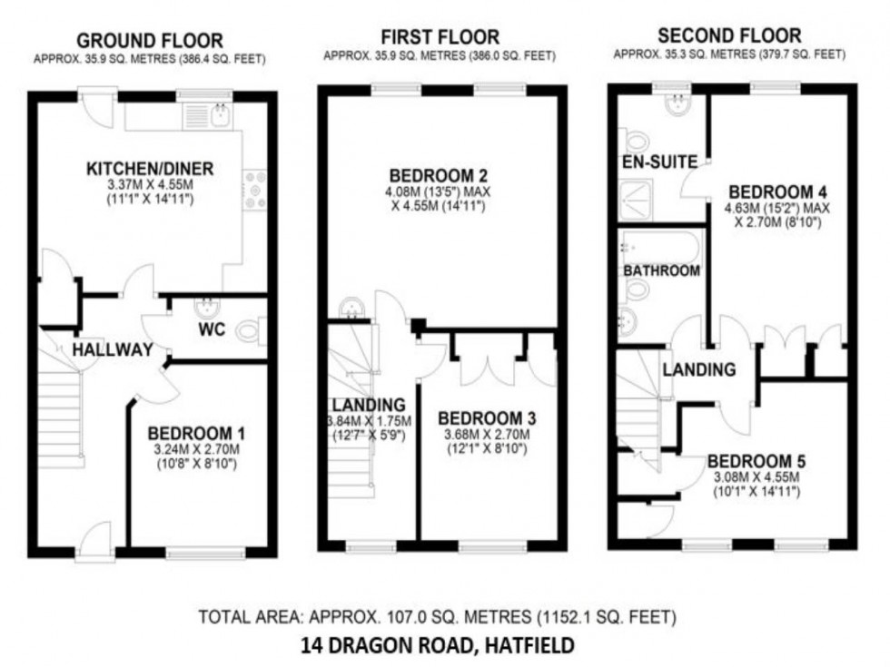 Floorplan for Hatfield, Hertfordshire